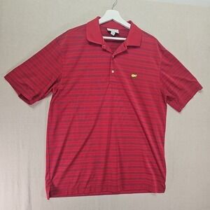 Masters Performance Polo Shirt Men's Large Red Striped Golf Augusta Nationals